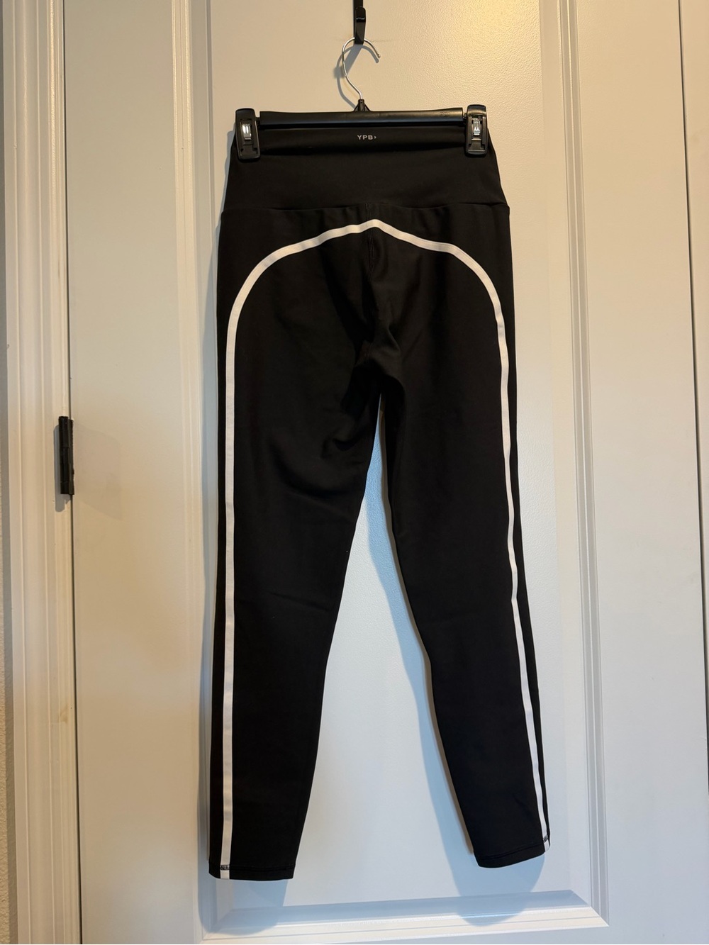 YPB sculptLUX Black Leggings with White and Tan Piping